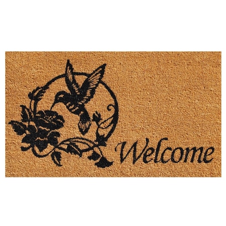 Configuracion 17 x 29 in. Hummingbird Welcome Rectangular Doormat Natural & Black CO3360610